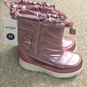 Pink shimmer snow boots
